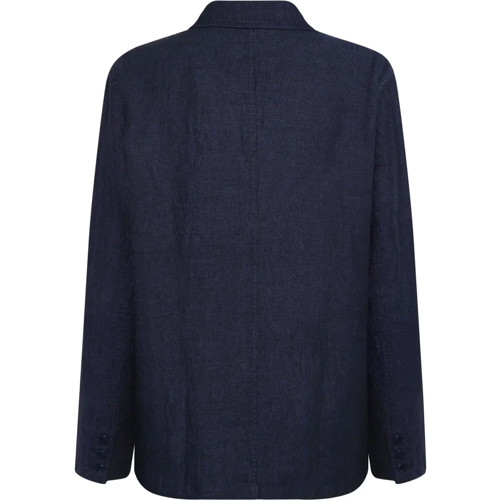 Organic Linen Blazer GOTS/Vegan - Yarndyed - Total Eclipse