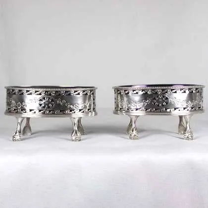 Pair of Irish Blue Glass Salts