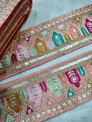 Peach Traditional Fancy Embellished Trim