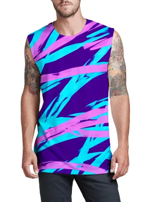 Purple and Blue Rave Abstract Men's Muscle Tank