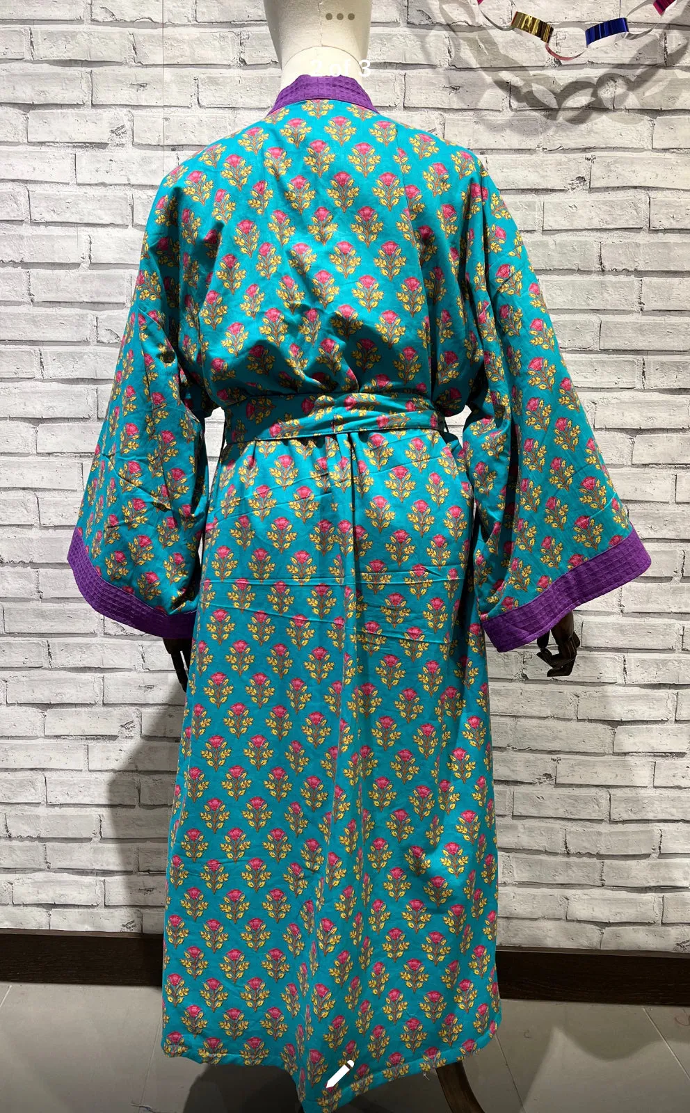 Purple flower waffle robe