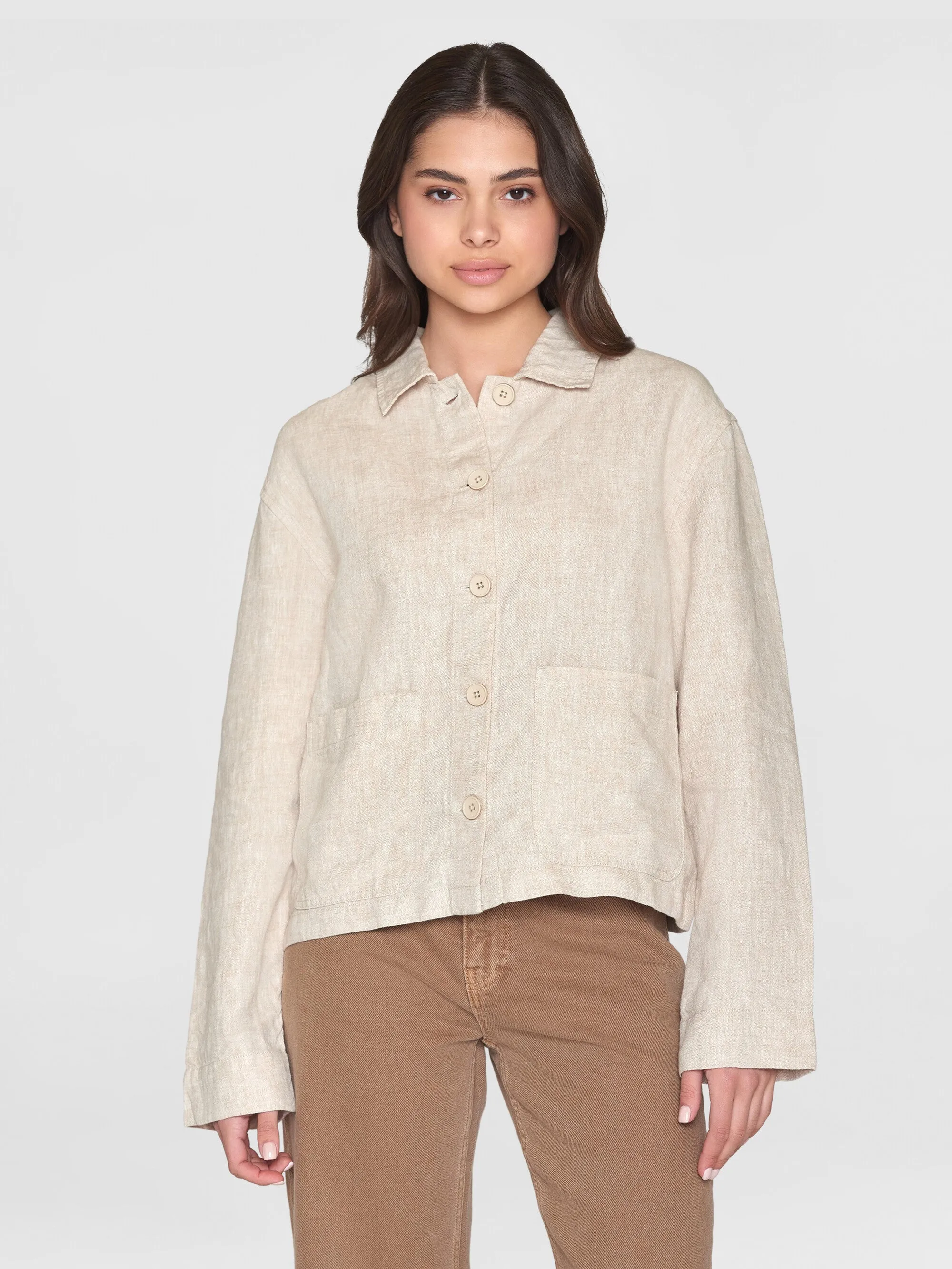 Regular linen overshirt - GOTS/Vegan - Light feather gray