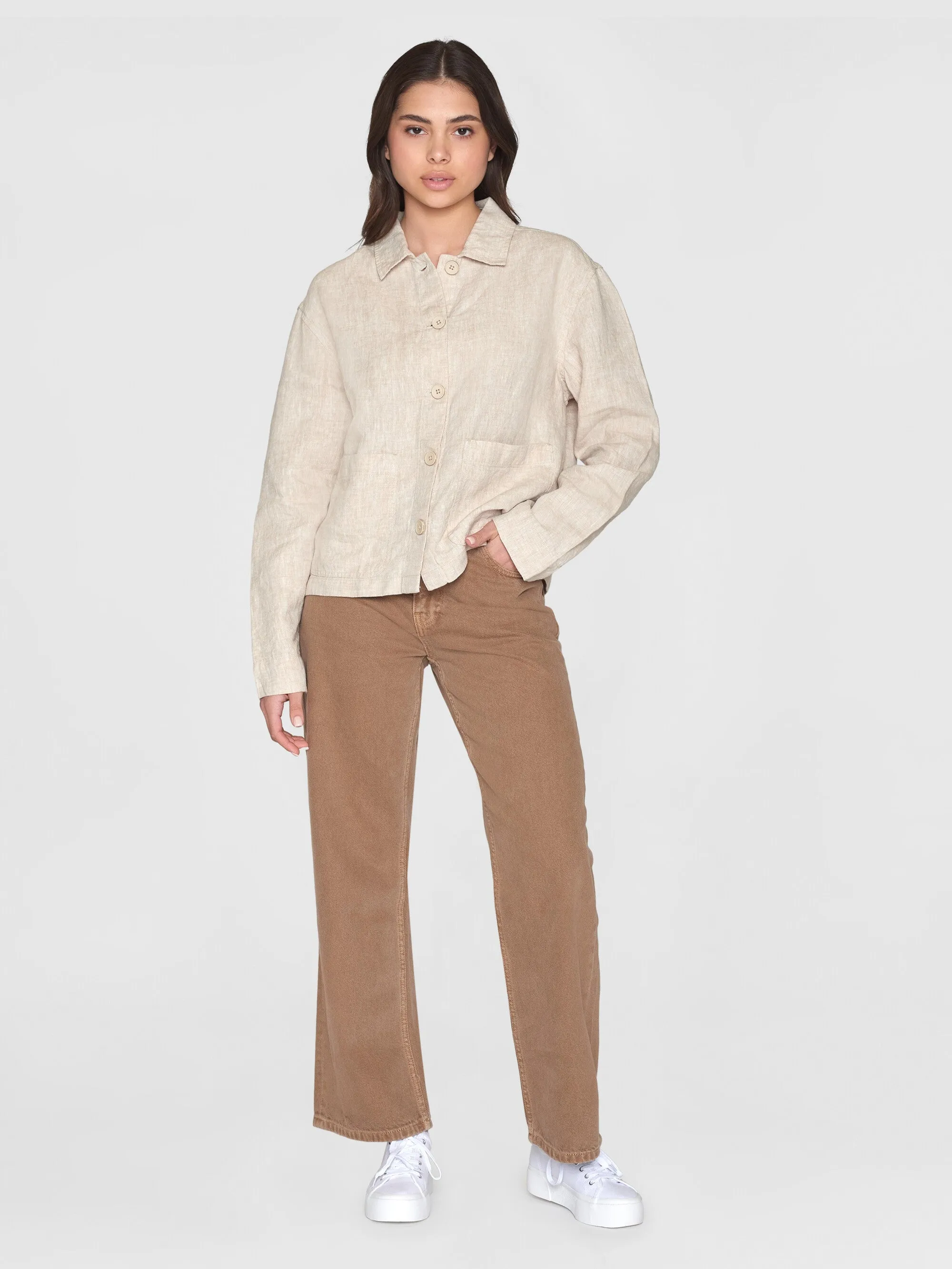 Regular linen overshirt - GOTS/Vegan - Light feather gray