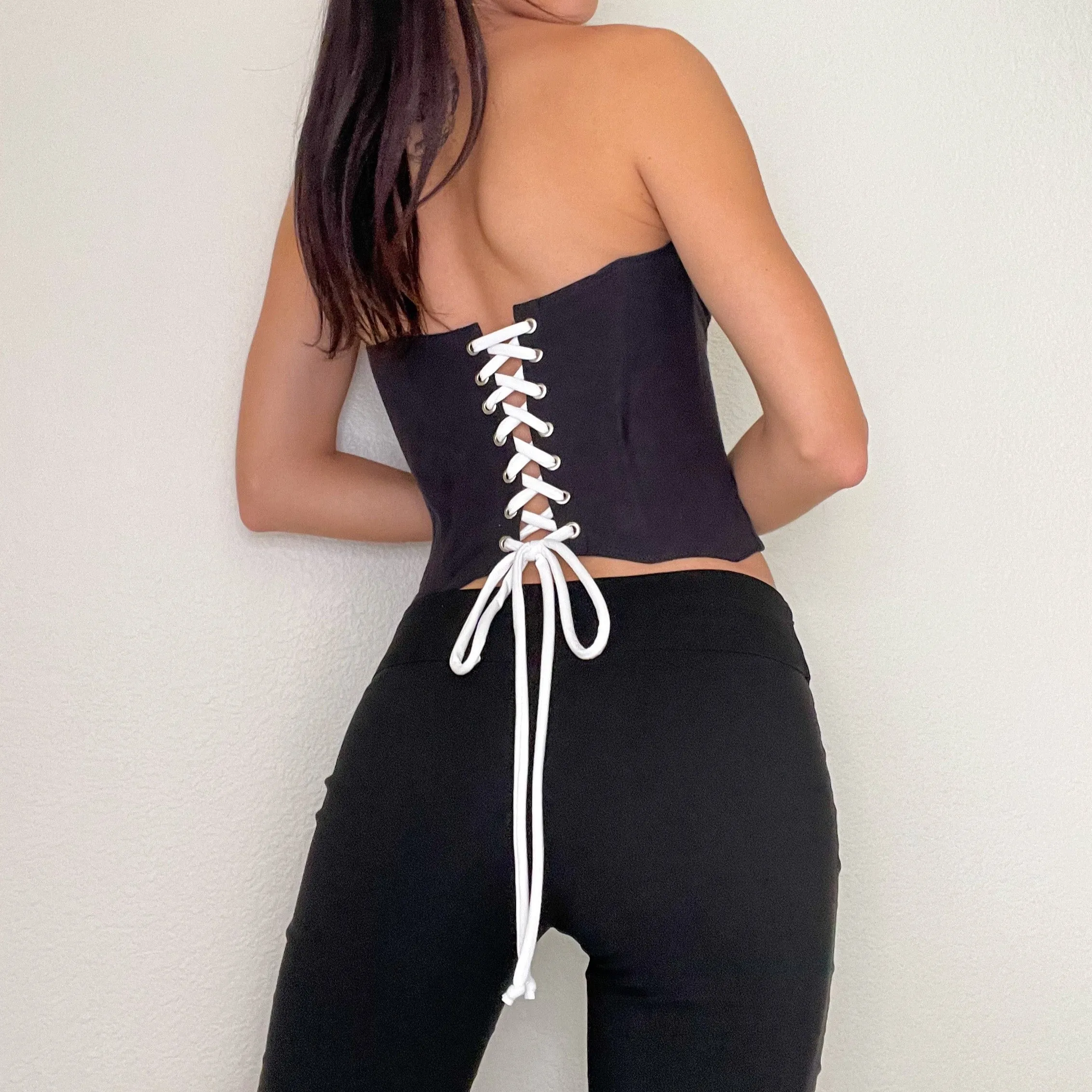 Reworked Black USA Harley Corset