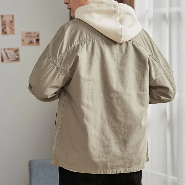Riolio Black Long Sleeve Shirts Coat Men's Cardigan Cargo Vintage Clothing for Men Button Up Shirt Spring Japanese Streetwear