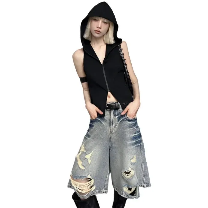 Ripped Vintage Denim Shorts