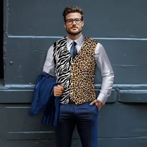 Rogue & Co Woven Fabric Mismatched Vest – Safari