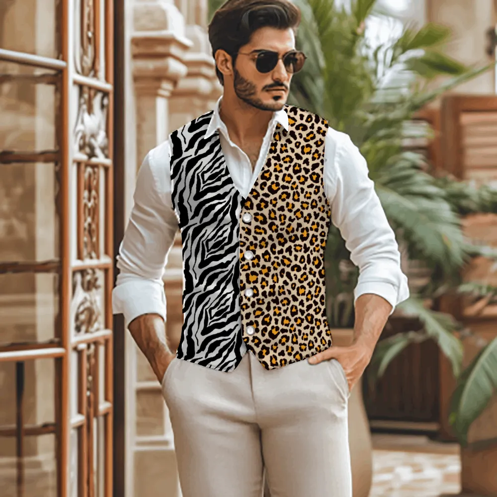 Rogue & Co Woven Fabric Mismatched Vest – Safari