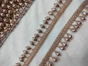 Rose Golden & Dull Golden Fancy Pearl Latkan Lace