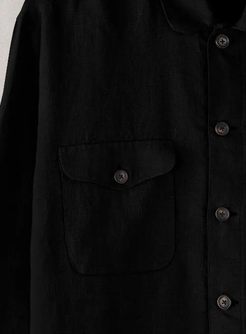 Safari Pure Black Linen Overshirt