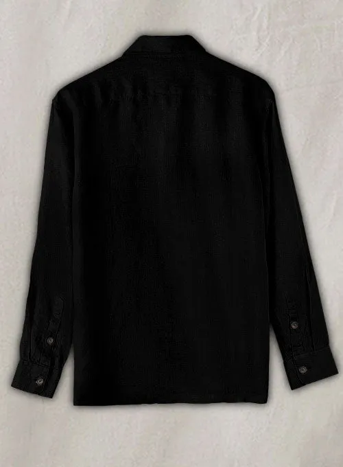 Safari Pure Black Linen Overshirt