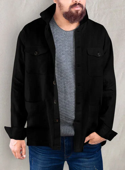Safari Pure Black Linen Overshirt