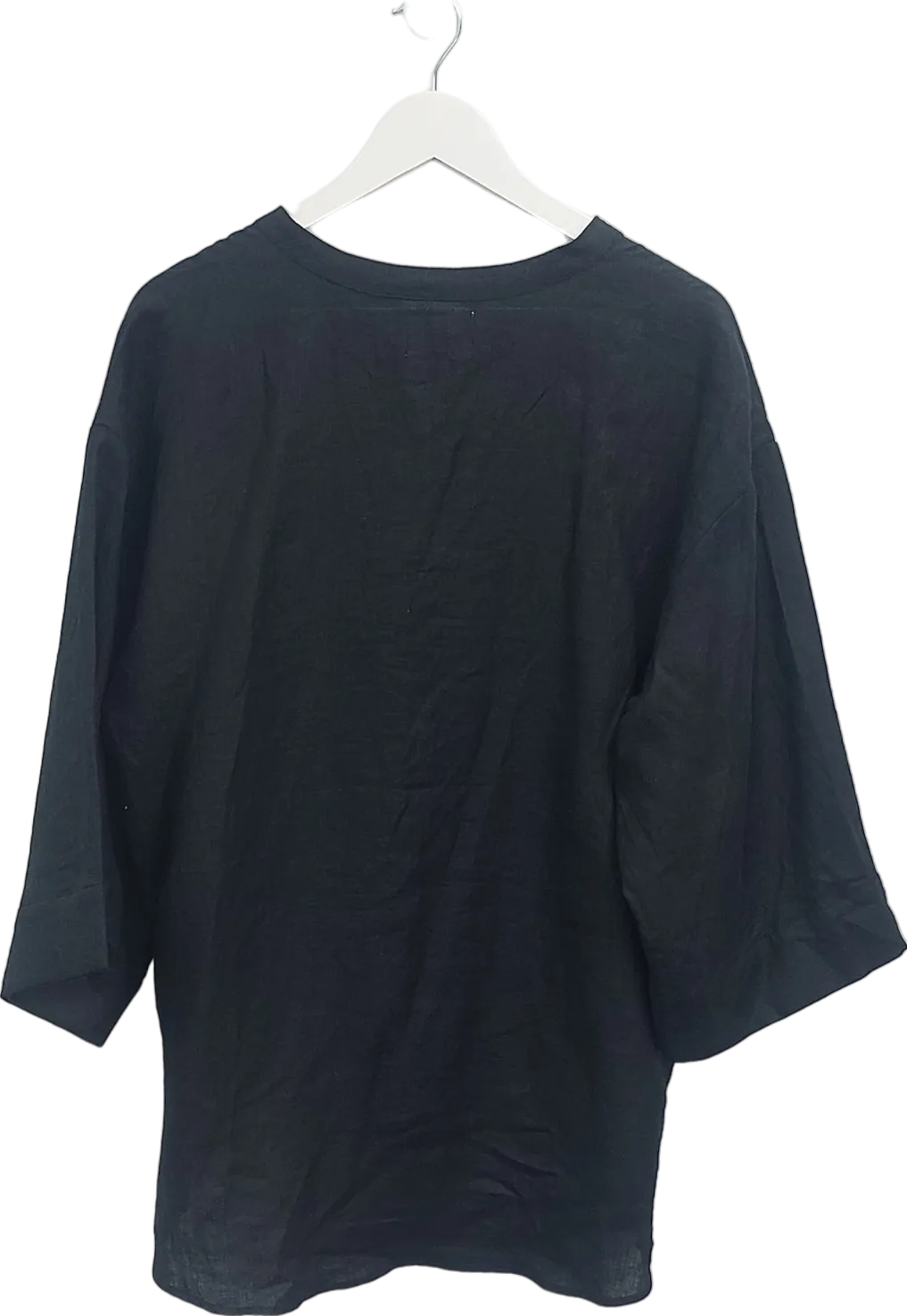 Second Summer Black Andrea Linen Shirt UK M/L