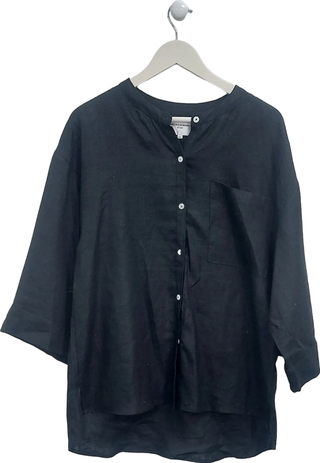 Second Summer Black Andrea Linen Shirt UK M/L