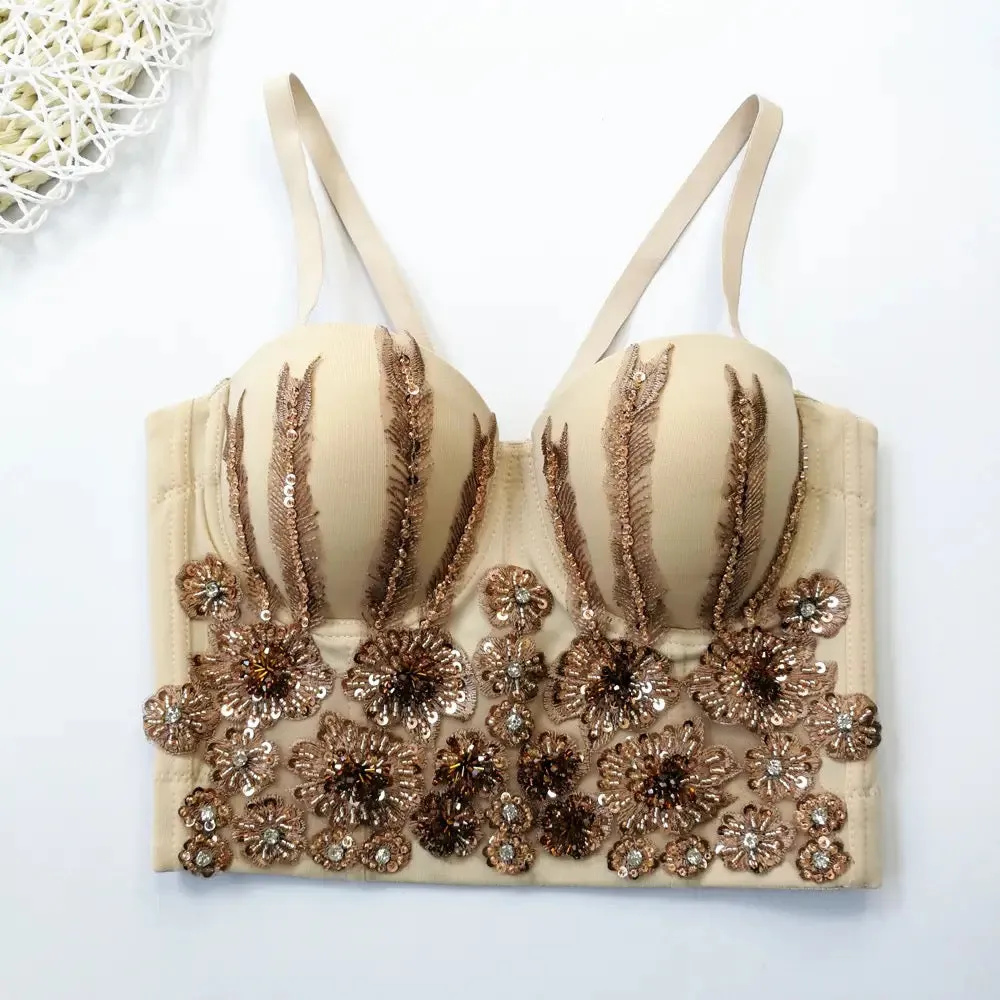 Sequin French Vintage Corset (Gold)