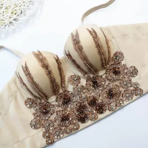 Sequin French Vintage Corset (Gold)