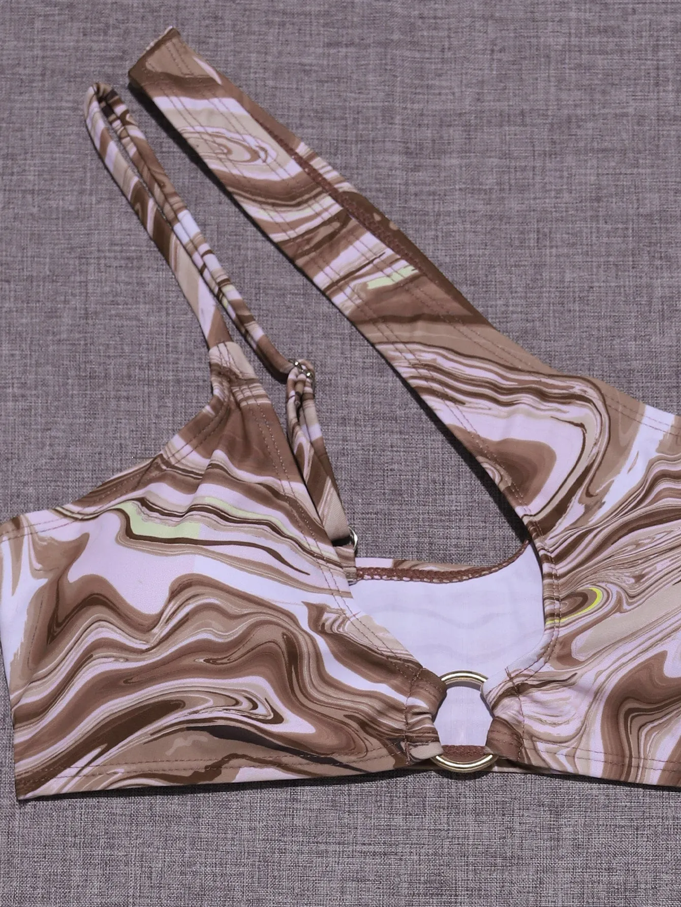 Sexy All Over Print Cut Out One Shoulder Women Bikini Sets