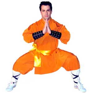 Shaolin Style Warrior Monk Robes : Gray/Orange