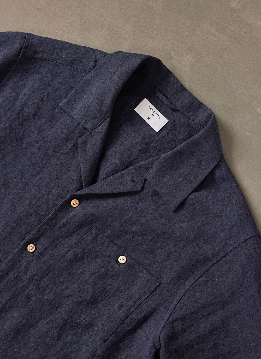 Short Sleeve Cuban Shirt | Linen | Navy