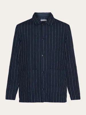 Striped linen overshirt - Blue stripe