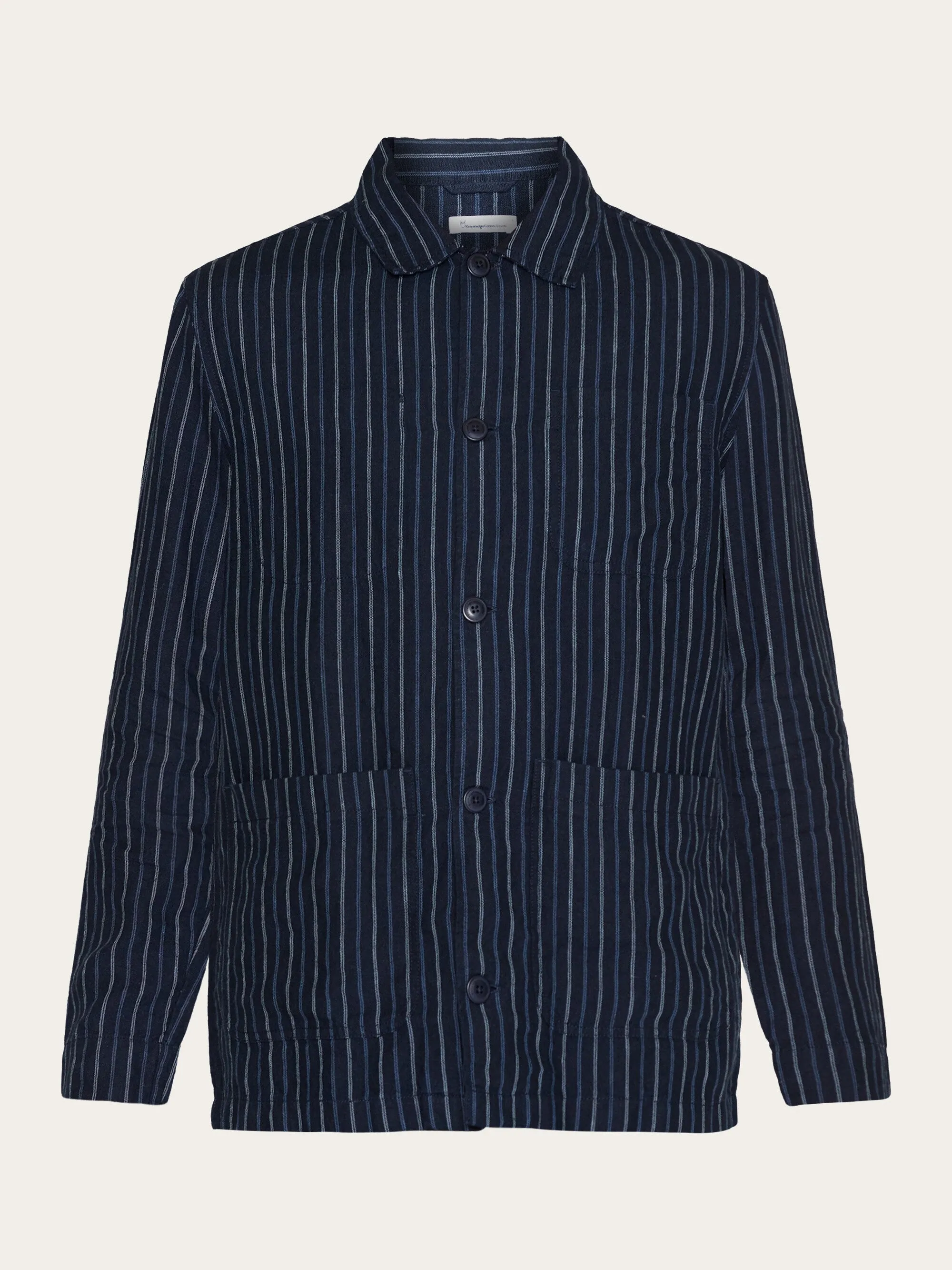 Striped linen overshirt - Blue stripe