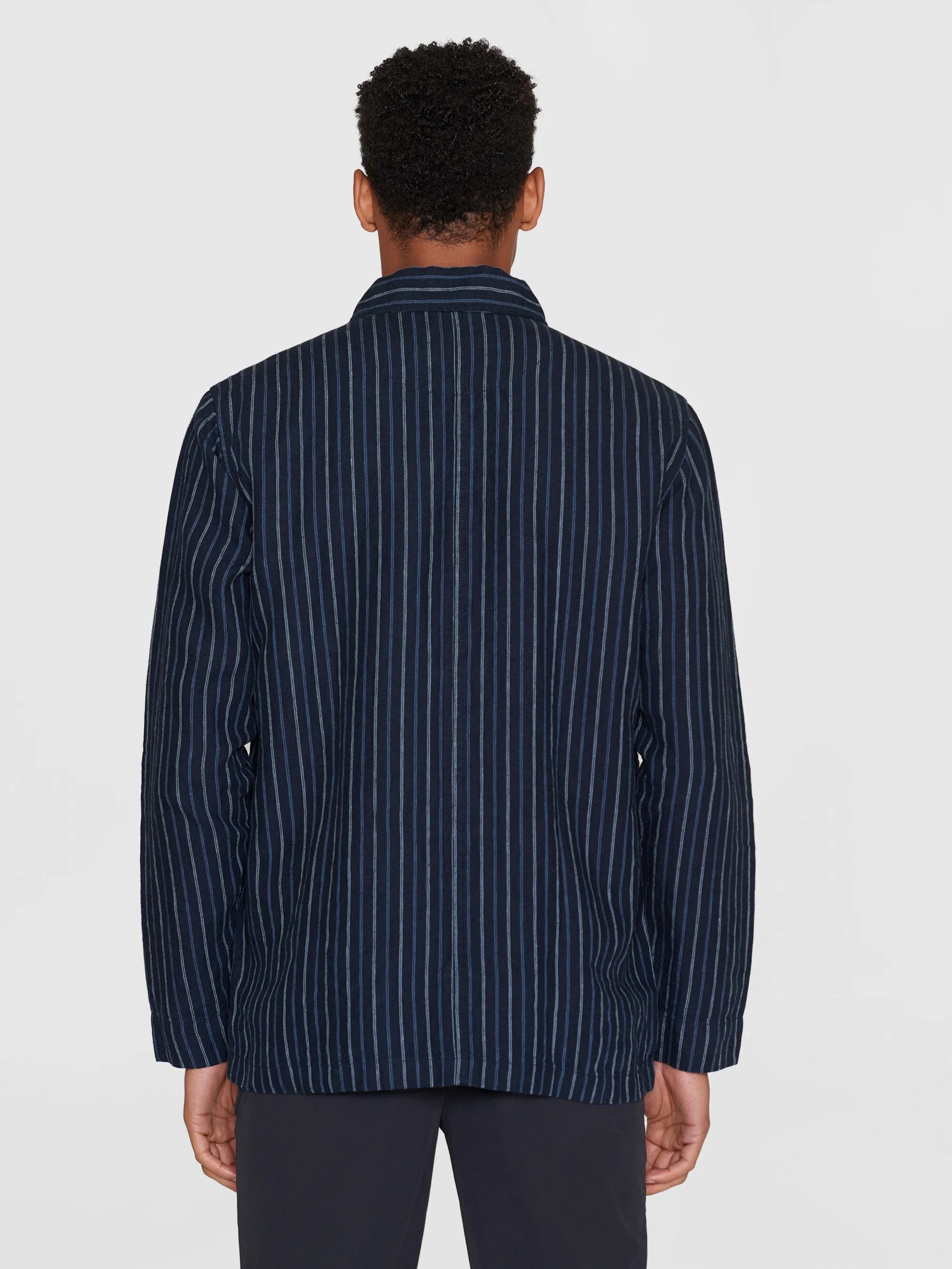 Striped linen overshirt - Blue stripe