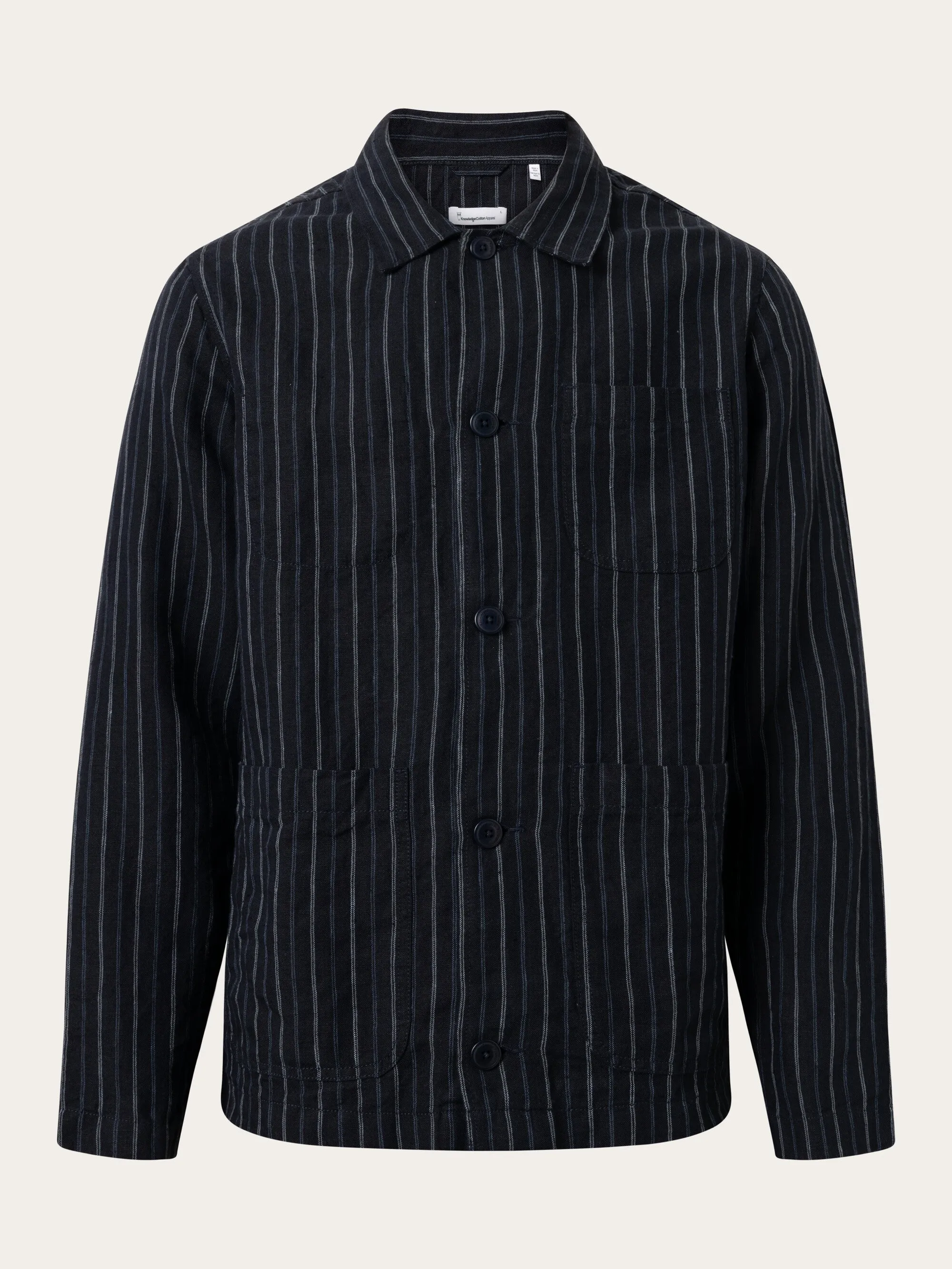 Striped linen overshirt - Stripe - navy