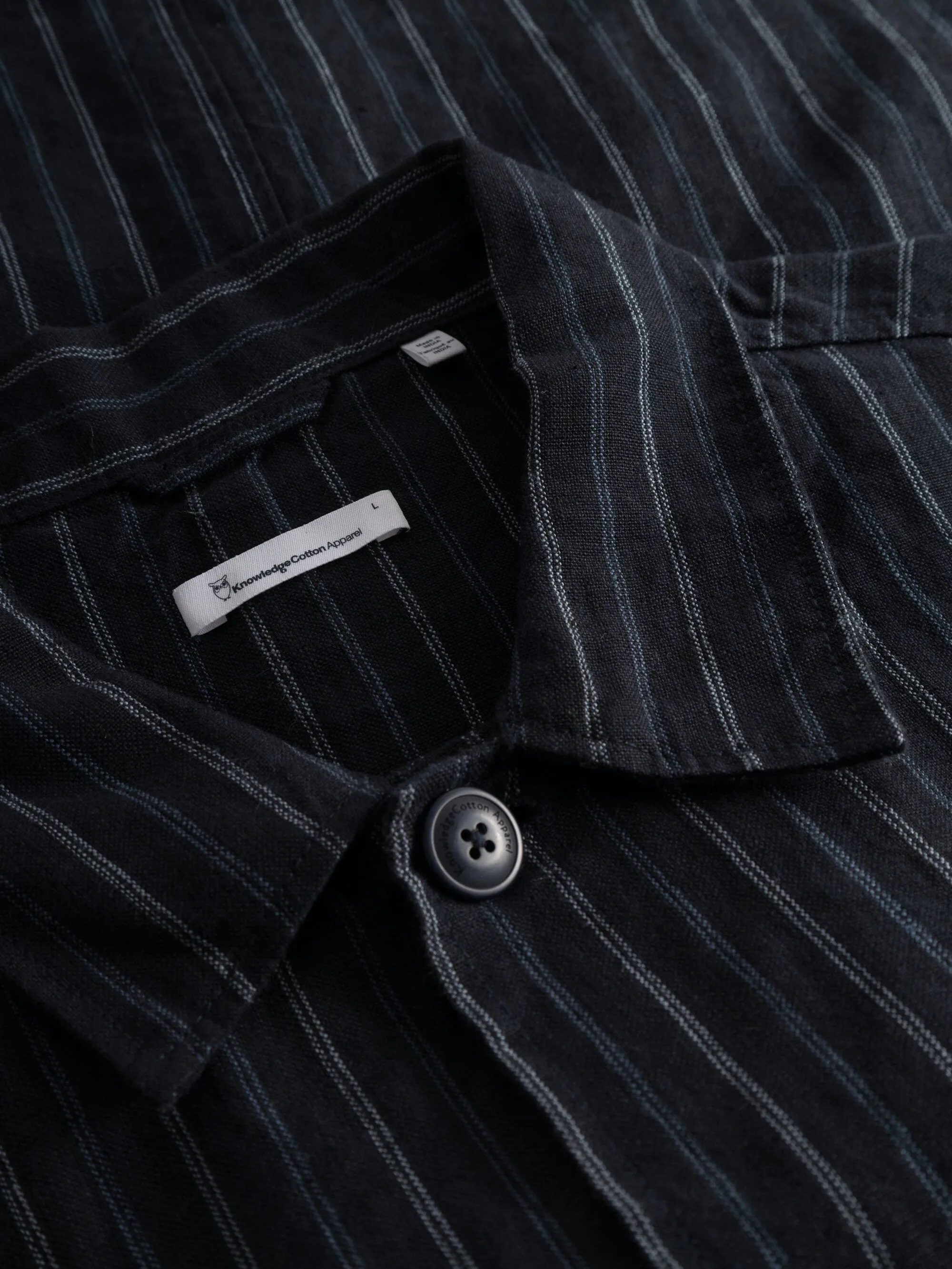 Striped linen overshirt - Stripe - navy