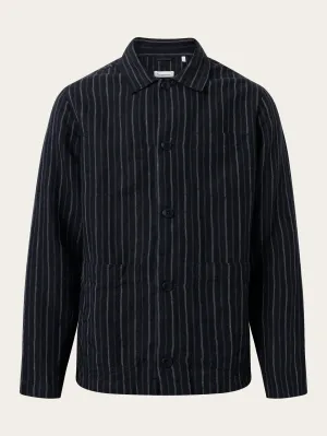 Striped linen overshirt - Stripe - navy