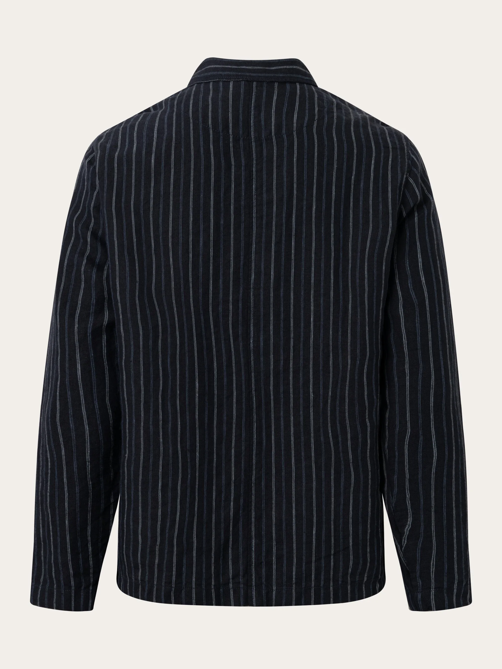 Striped linen overshirt - Stripe - navy