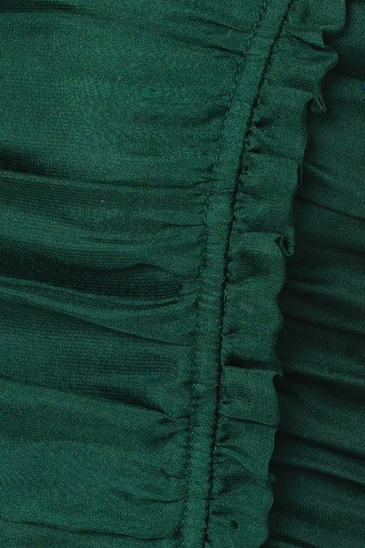 The Stacia Emerald Ruched Corset Crop Top