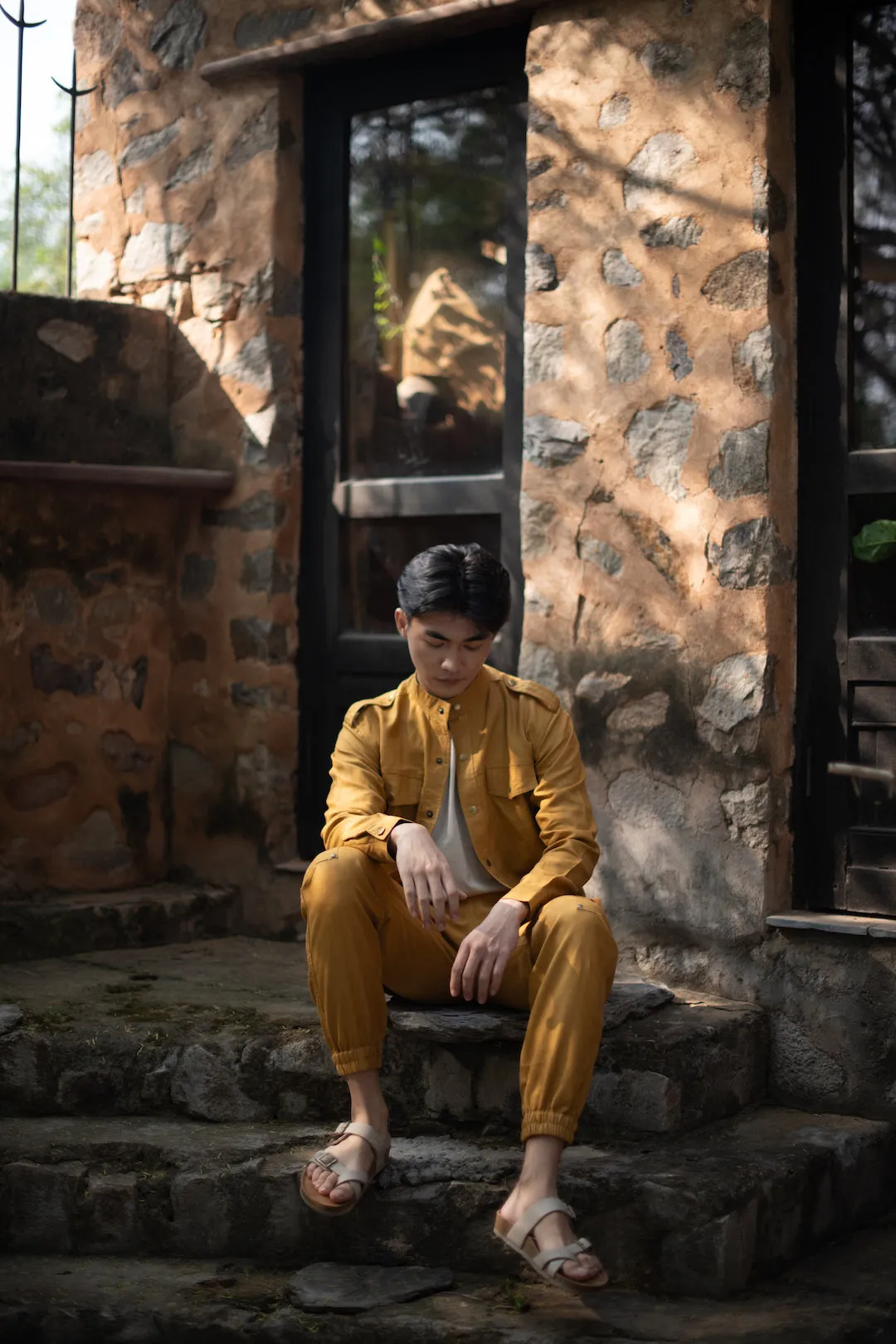 The Terra Tribe Mustard Linen Twill Country Oversized Jacket for Men