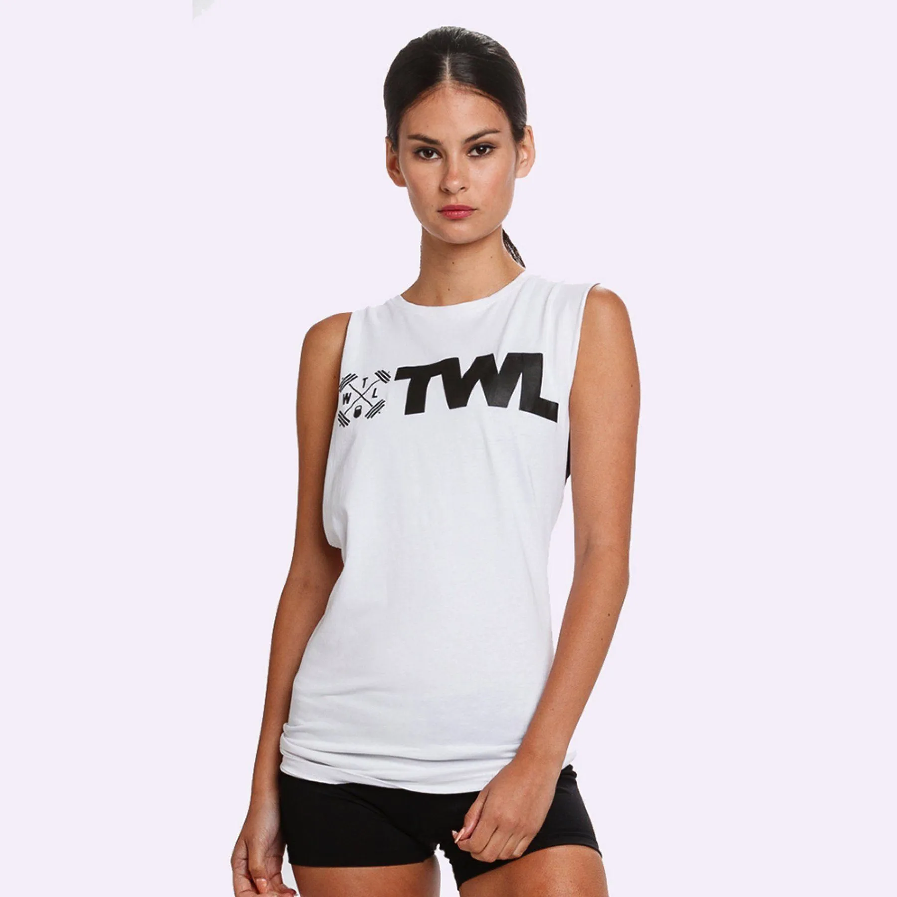 The WOD Life - Unisex Classics Gunship Muscle Tank -  White/Black