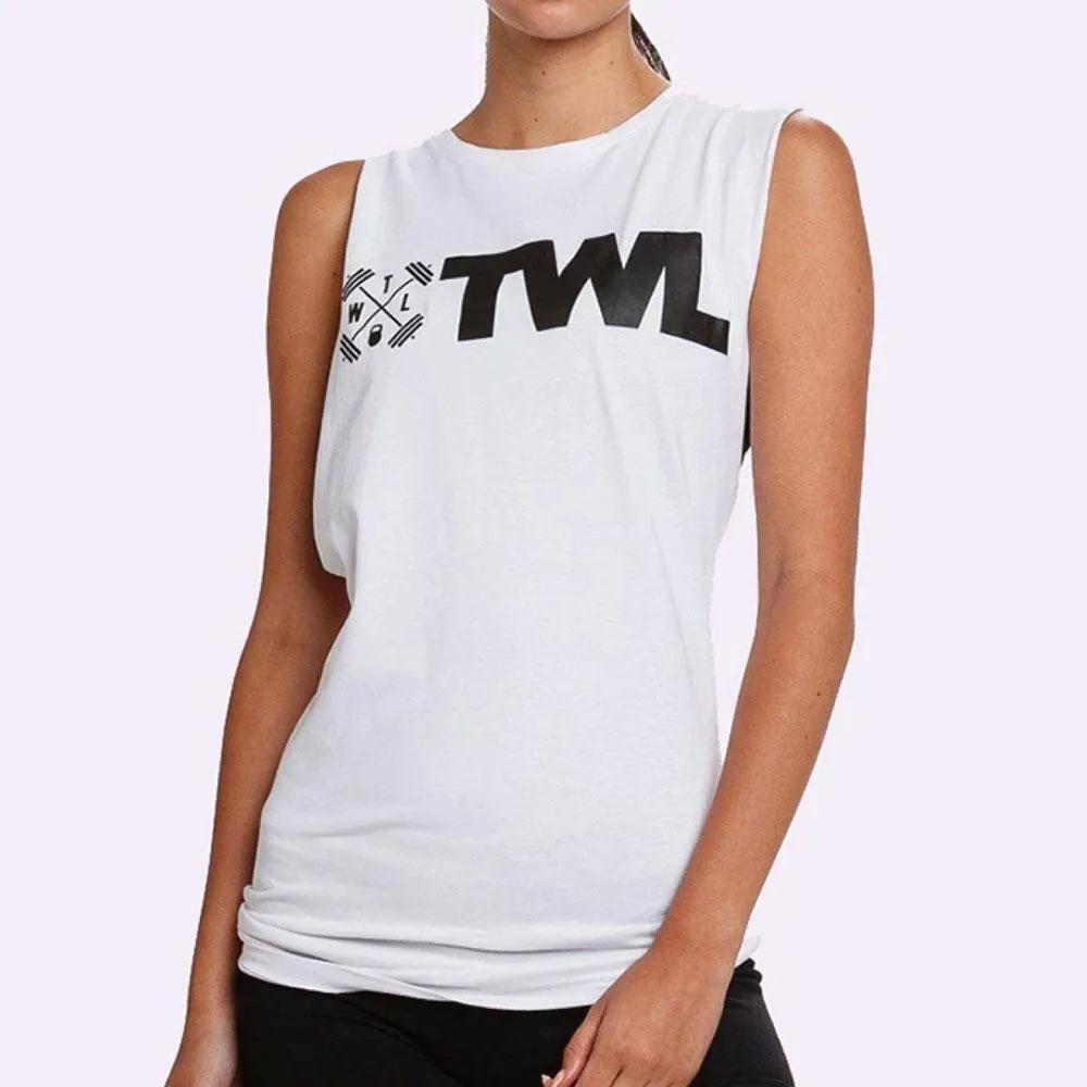 The WOD Life - Unisex Classics Gunship Muscle Tank -  White/Black
