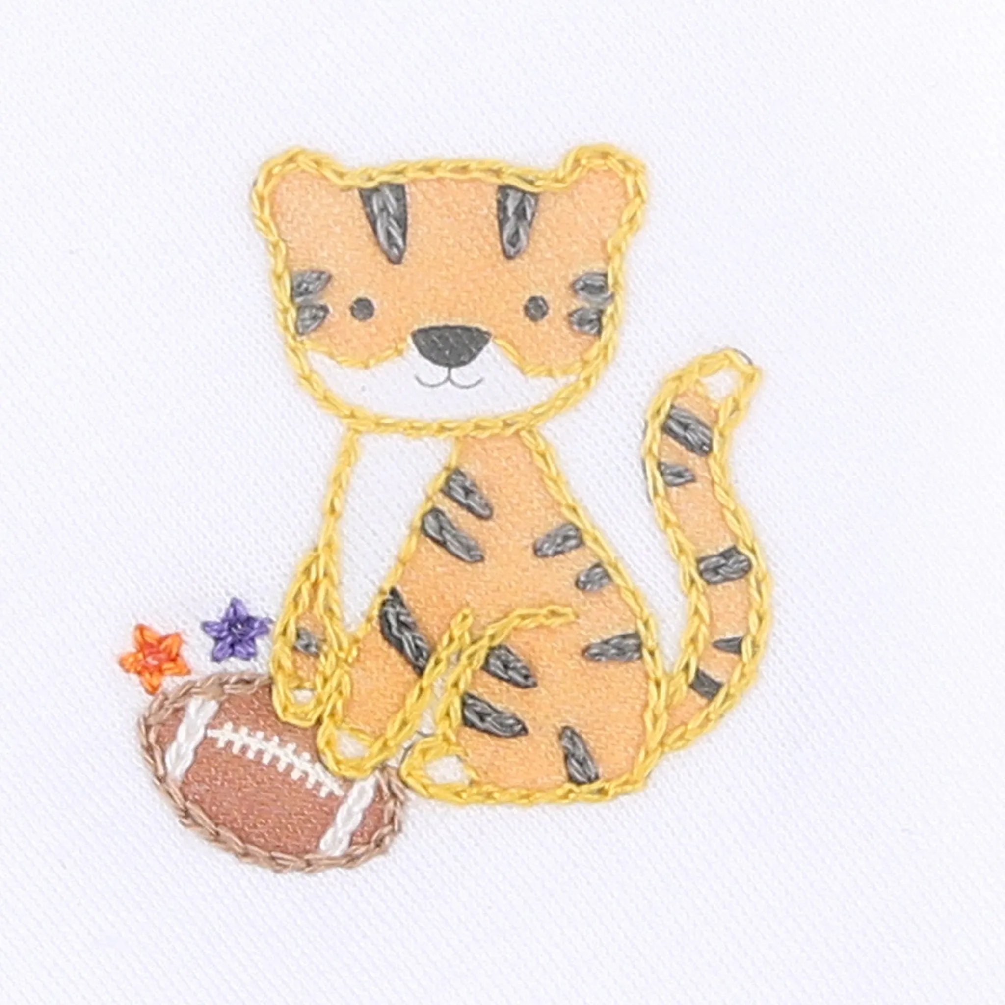 Tiger Football Orange-Purple Embroidered Flutters Dress