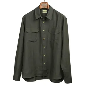 Two pocket overshirt in arabica Belgian linen