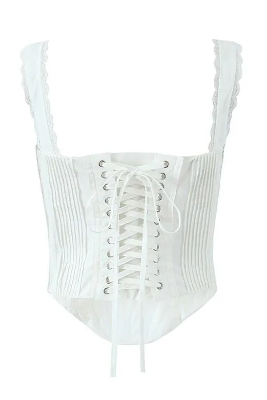 Valerie Corset Crop Top - Pearl White