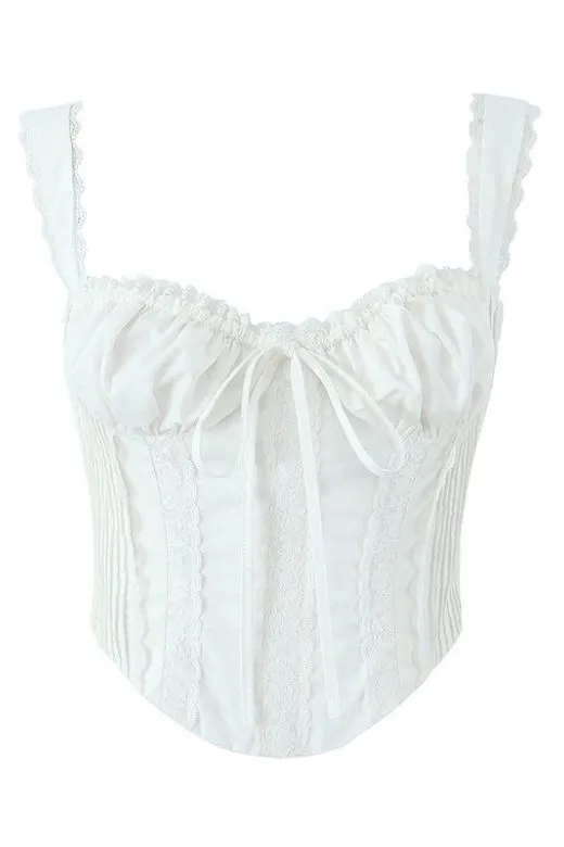 Valerie Corset Crop Top - Pearl White