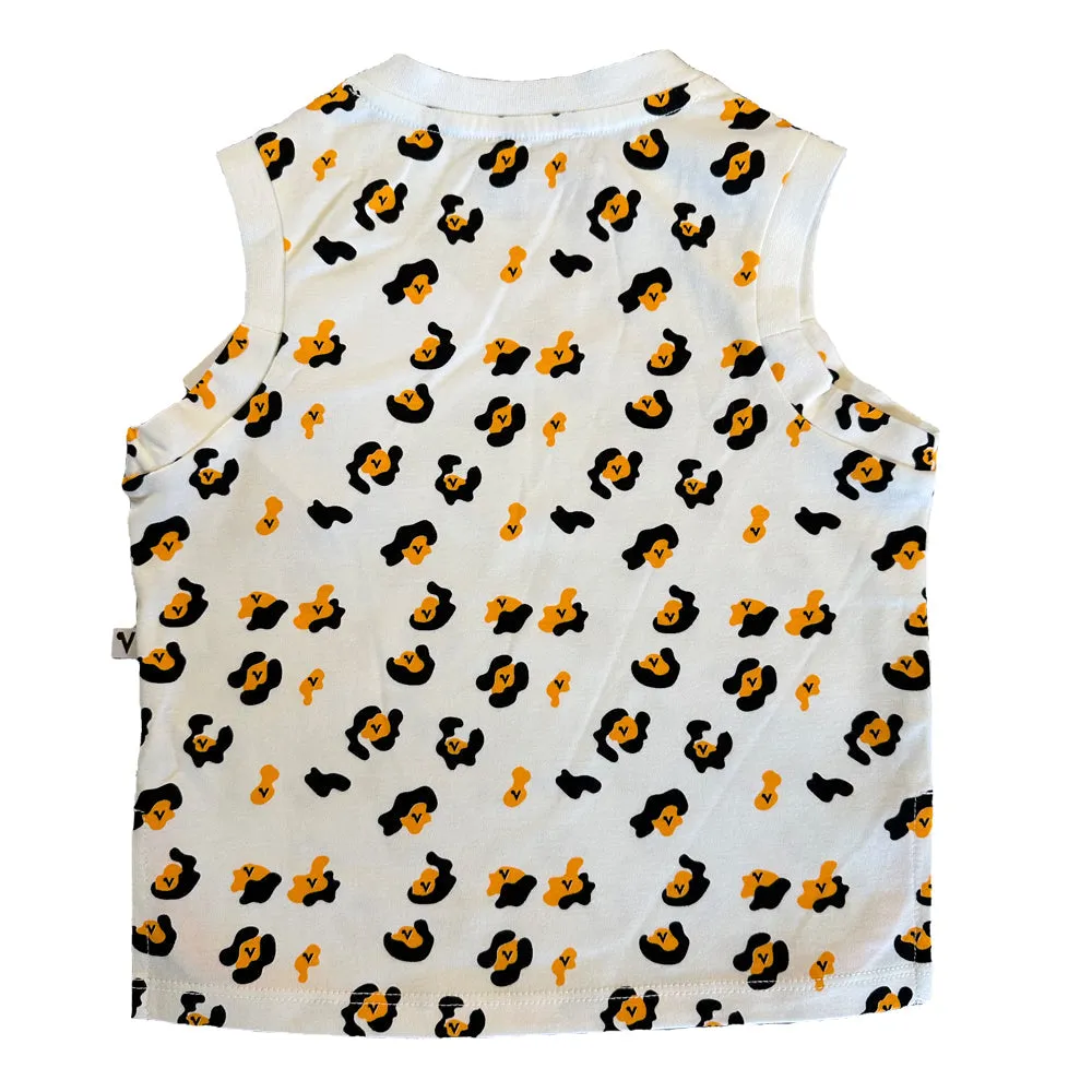 Vauva SS23 Safari - Boys Leopard Print Cotton Vest (Orange)