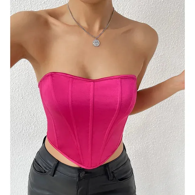 Velvet Elegance Sleeveless Off Shoulder Bustier Crop Top