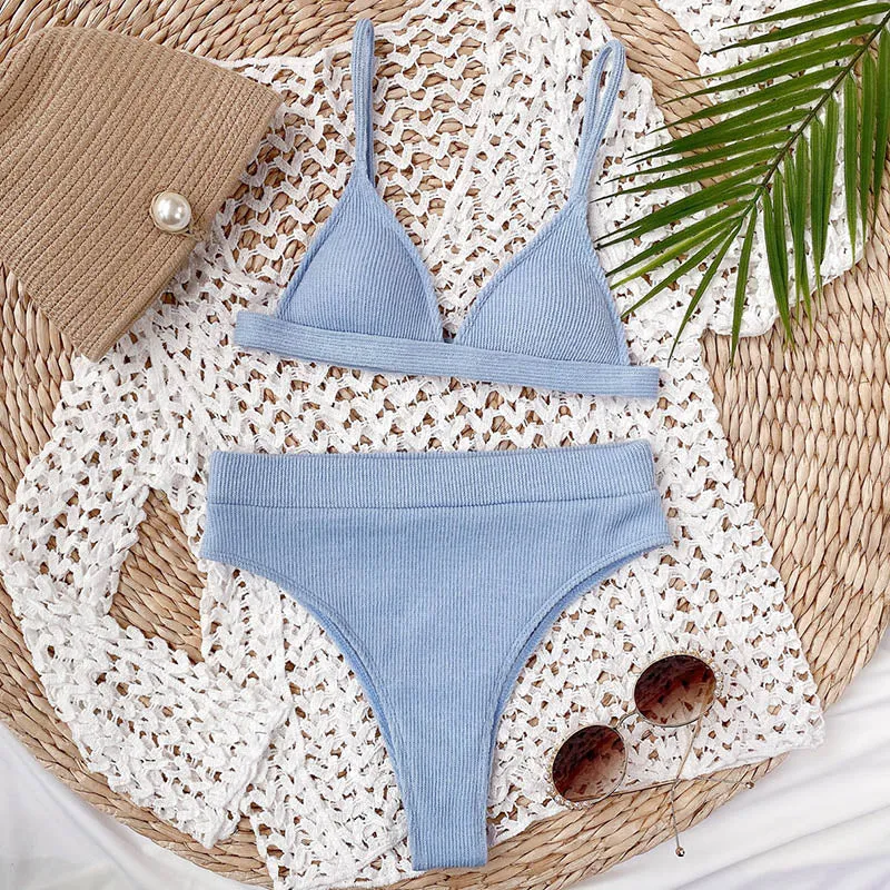 VenusFox Push Up Bikinis Women's Swimsuits High Waist Swimwear Women 2021 Ribbed Biquini Bathing Suits Sexy Brazilian Bikini Set