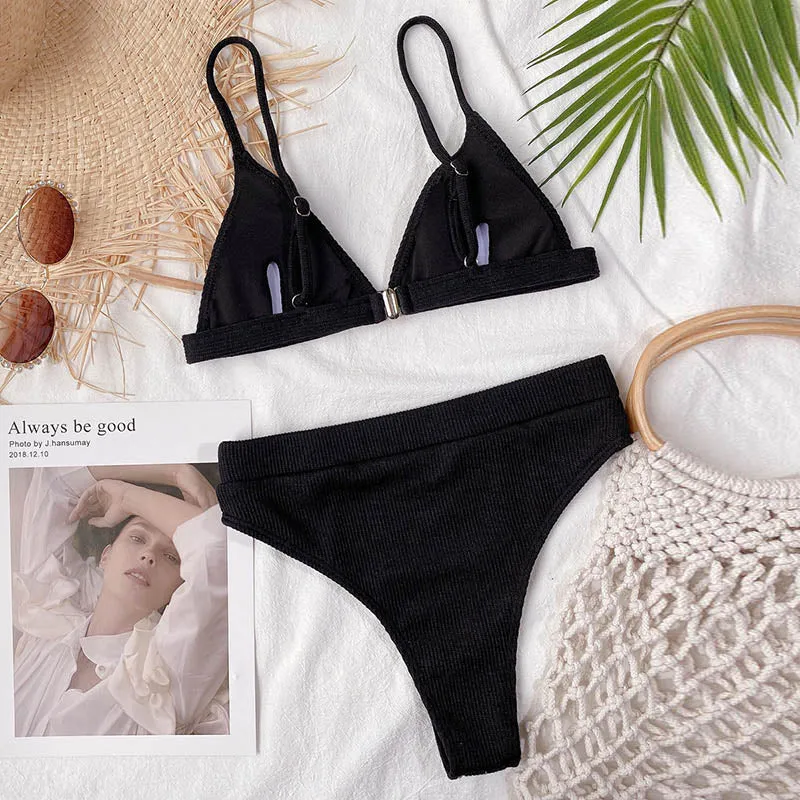 VenusFox Push Up Bikinis Women's Swimsuits High Waist Swimwear Women 2021 Ribbed Biquini Bathing Suits Sexy Brazilian Bikini Set