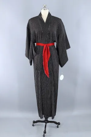 Vintage Black & White Striped Kimono