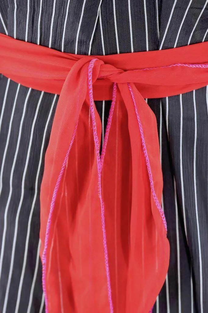 Vintage Black & White Striped Kimono
