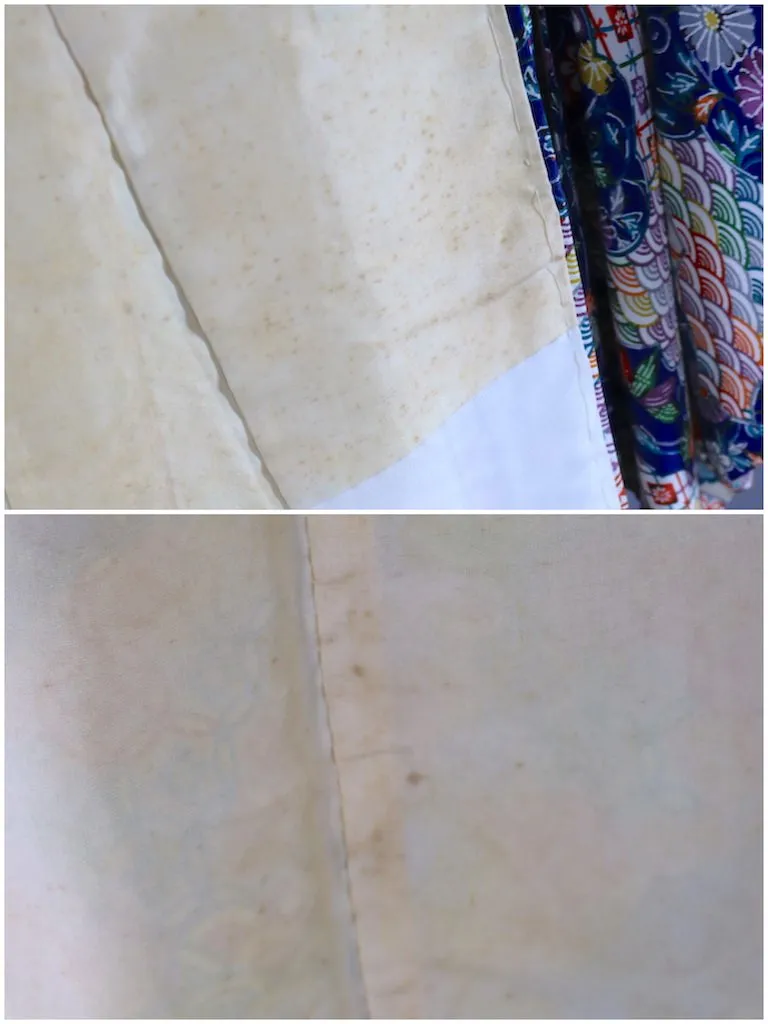 Vintage Blue Rainbow Silk Kimono Robe