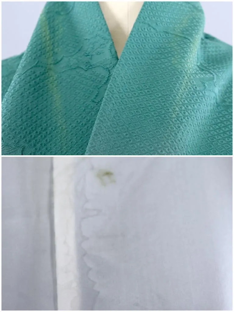 Vintage Forest Green Silk Kimono Robe