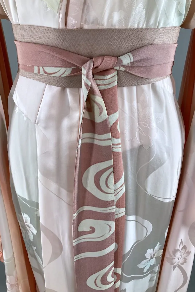 Vintage Pink Silk Juban Kimono Robe