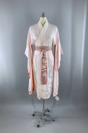 Vintage Pink Silk Juban Kimono Robe