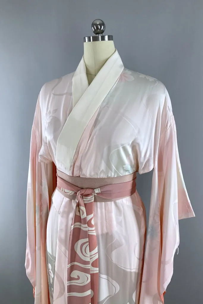 Vintage Pink Silk Juban Kimono Robe