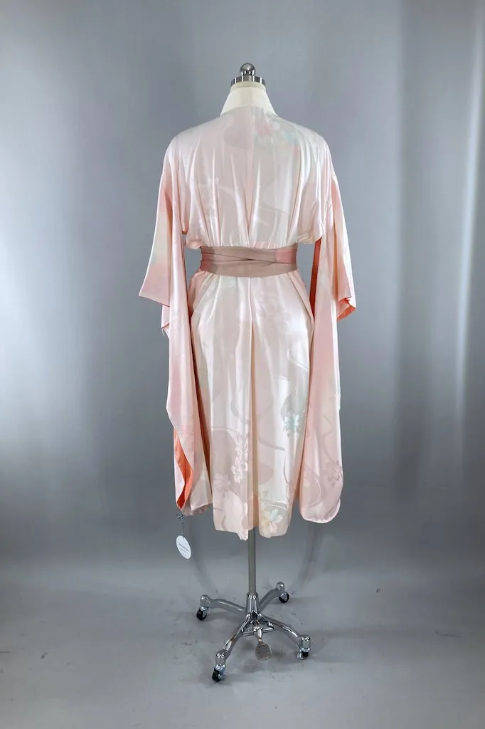 Vintage Pink Silk Juban Kimono Robe